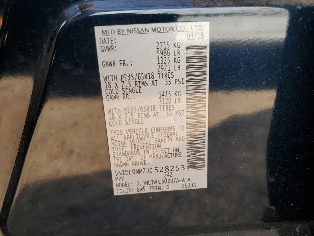 2018 Infiniti Qx60 VIN: 5N1DL0MM2JC528253 Lot: 82193995