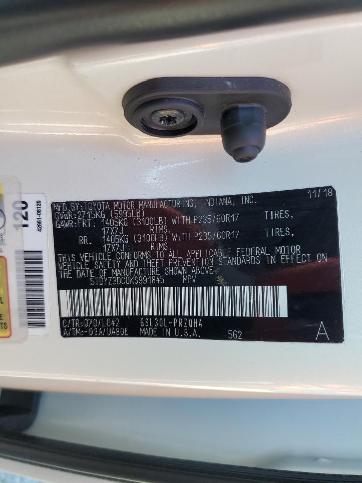 2019 Toyota Sienna Xle VIN: 5TDYZ3DC0KS991845 Lot: 84635015