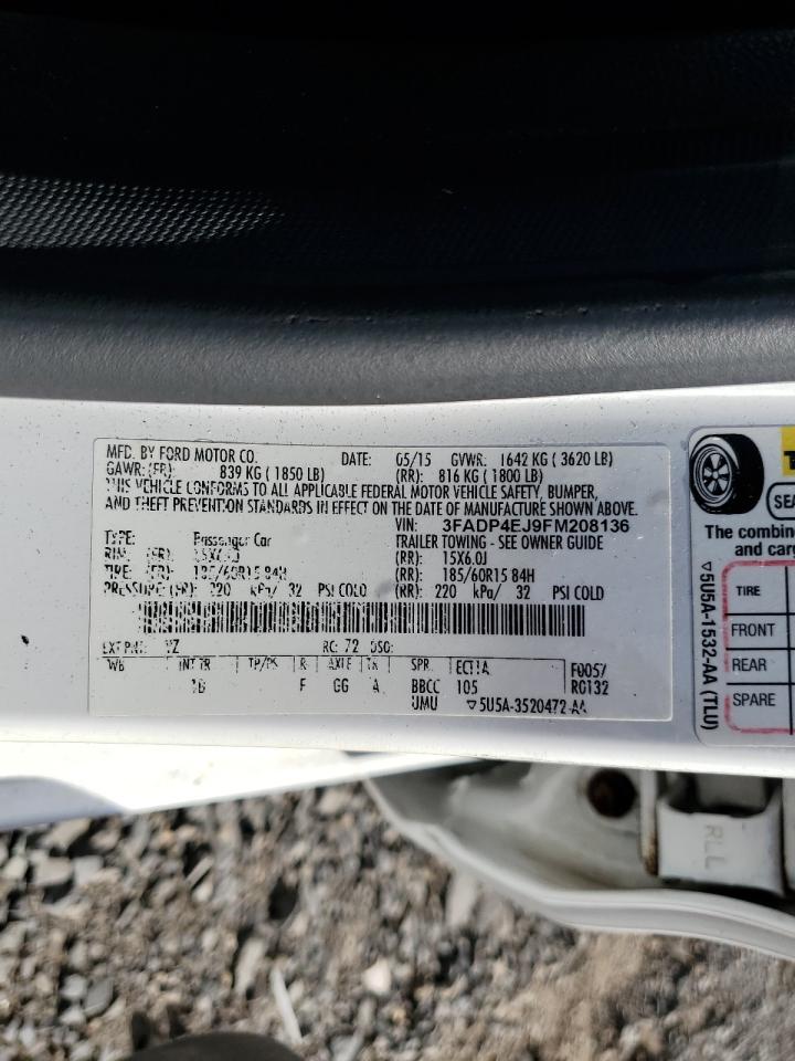 2015 Ford Fiesta Se VIN: 3FADP4EJ9FM208136 Lot: 85289215