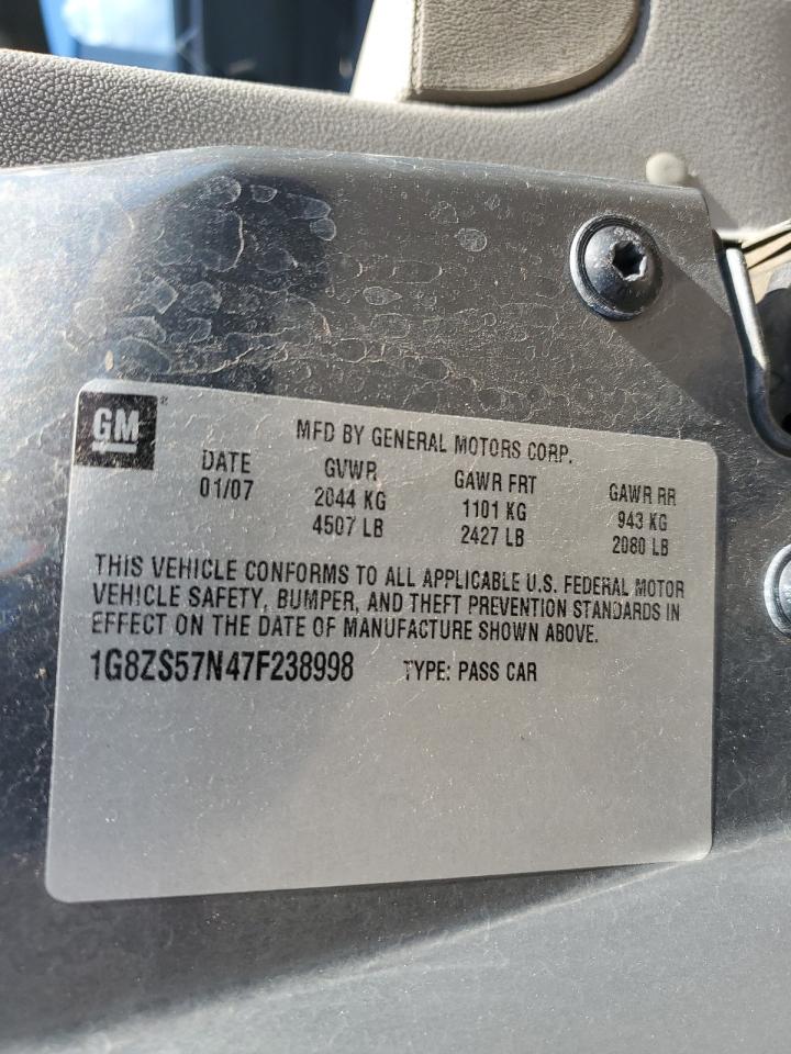 2007 Saturn Aura Xe VIN: 1G8ZS57N47F238998 Lot: 84888985