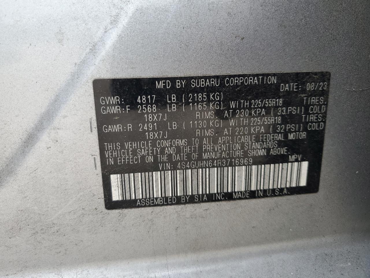 2024 Subaru Crosstrek Limited VIN: 4S4GUHN64R3716969 Lot: 82330745