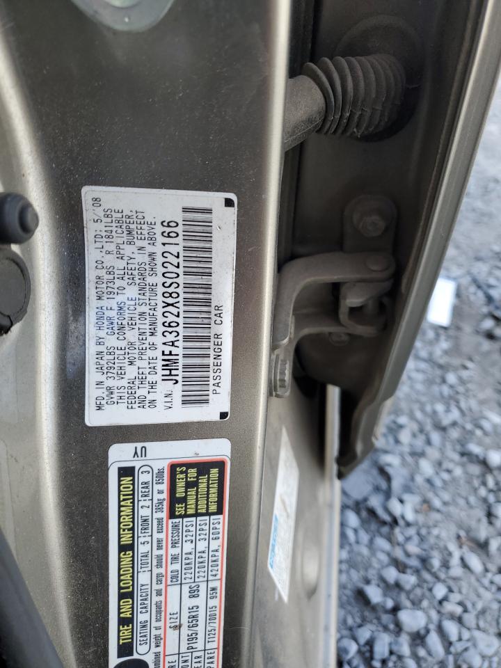 2008 Honda Civic Hybrid VIN: JHMFA362X8S022166 Lot: 82383645