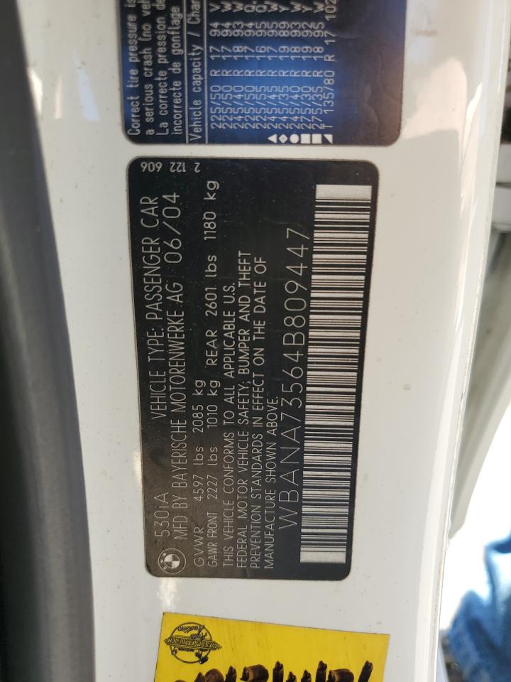 2004 BMW 530 I VIN: WBANA73564B809447 Lot: 86624055