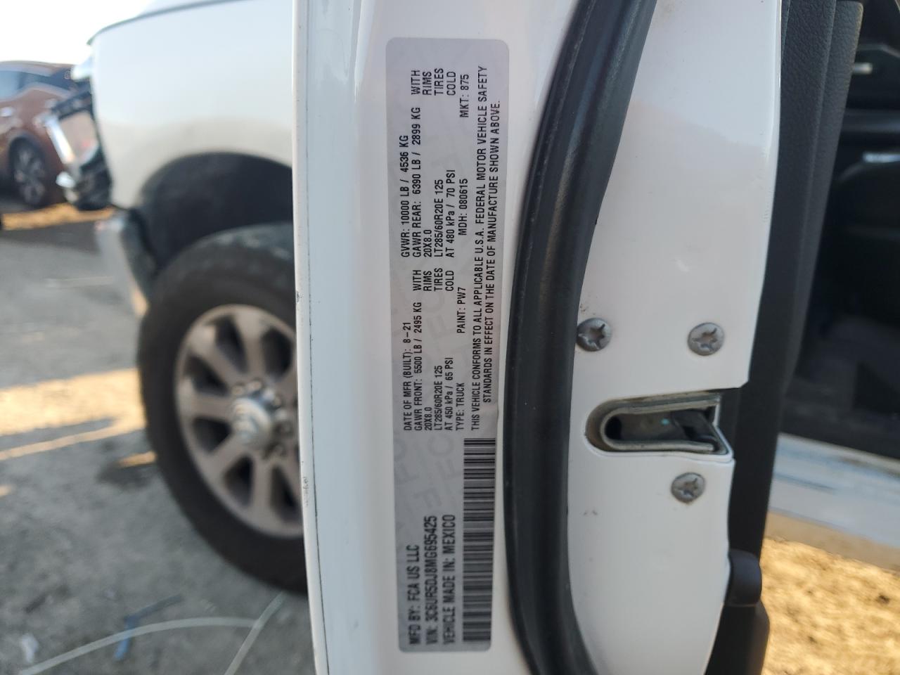 2021 Ram 2500 Big Horn VIN: 3C6UR5DJ8MG695425 Lot: 85687915