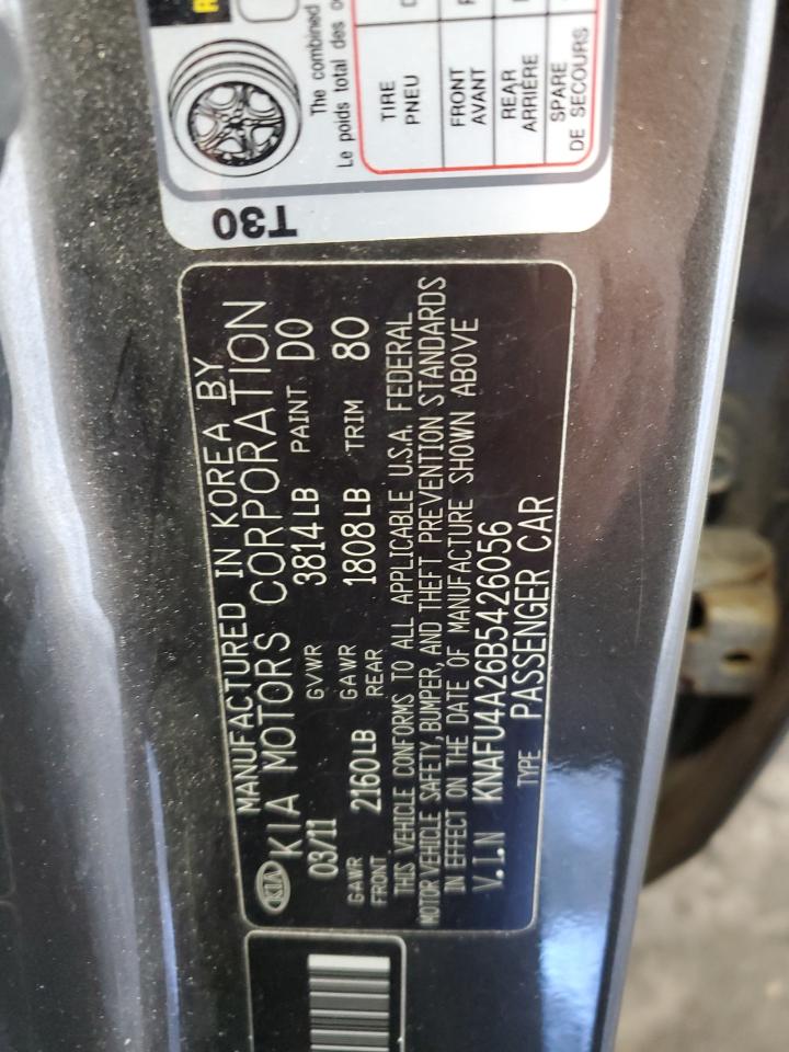 2011 Kia Forte Ex VIN: KNAFU4A26B5426056 Lot: 82365465