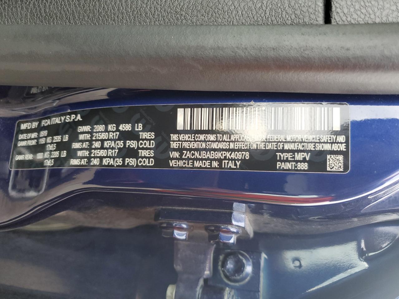 2019 Jeep Renegade Sport VIN: ZACNJBAB9KPK40978 Lot: 86631535