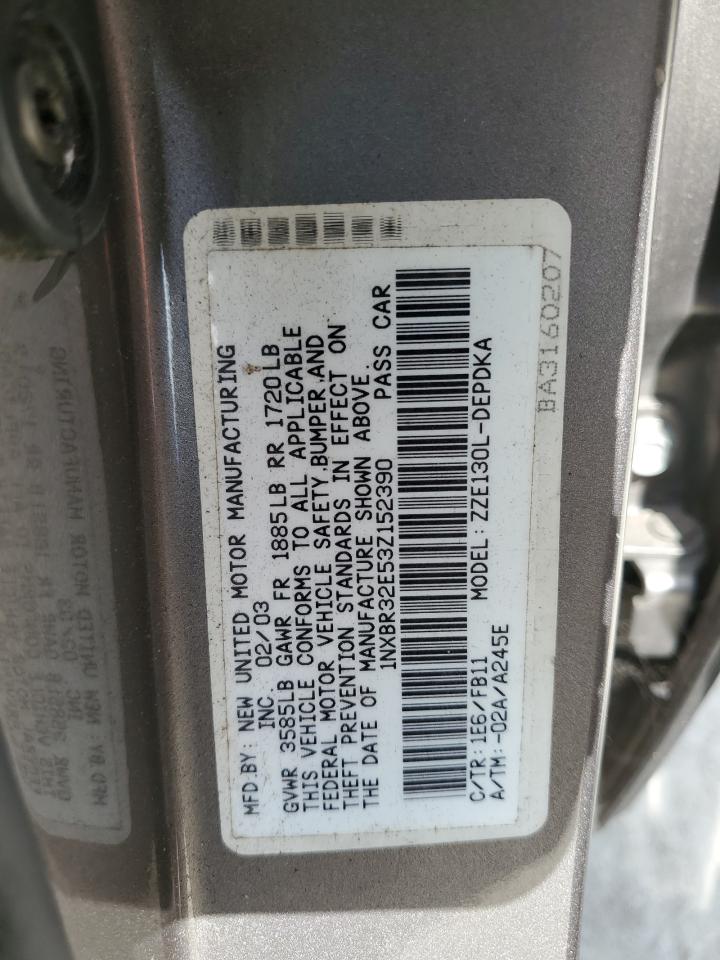 2003 Toyota Corolla Ce VIN: 1NXBR32E53Z152390 Lot: 89551705