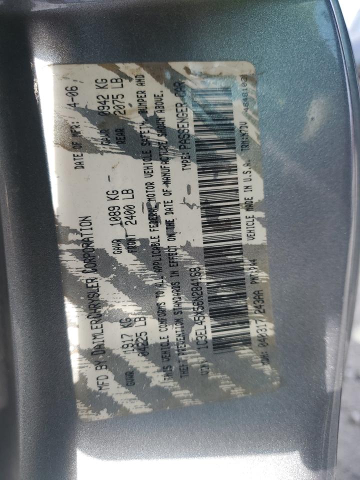 2006 Chrysler Sebring VIN: 1C3EL45X56N284168 Lot: 85527945