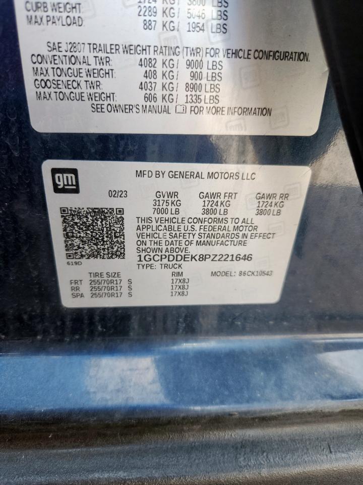 2023 Chevrolet Silverado K1500 Lt VIN: 1GCPDDEK8PZ221646 Lot: 85093195