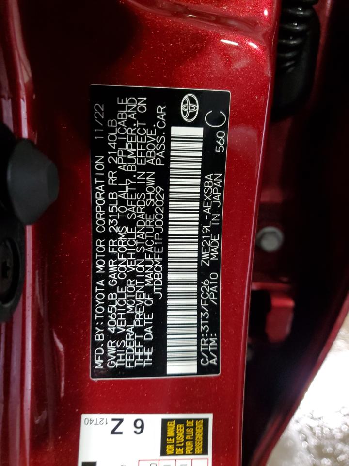 2023 Toyota Corolla Le VIN: JTDBCMFE1PJ002029 Lot: 85199605