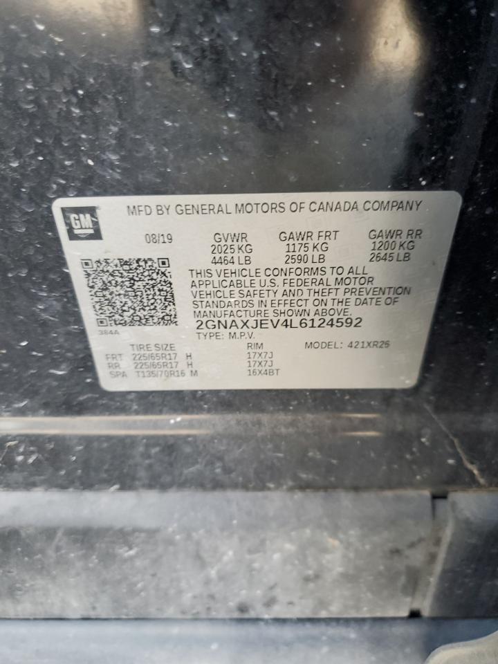 2020 Chevrolet Equinox Lt VIN: 2GNAXJEV4L6124592 Lot: 85319935