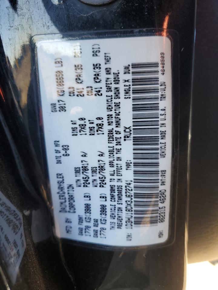 2003 Dodge Ram 1500 St VIN: 1D3HU18DX3J672741 Lot: 82181055