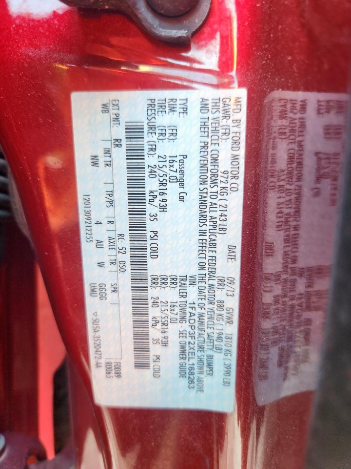 2014 Ford Focus Se VIN: 1FADP3F2XEL168263 Lot: 85645625