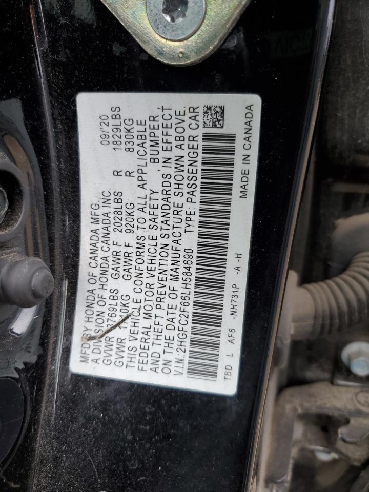 2020 Honda Civic Lx VIN: 2HGFC2F66LH584690 Lot: 85754335