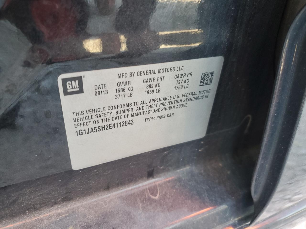 2014 Chevrolet Sonic Ls VIN: 1G1JA5SH2E4112843 Lot: 84781145