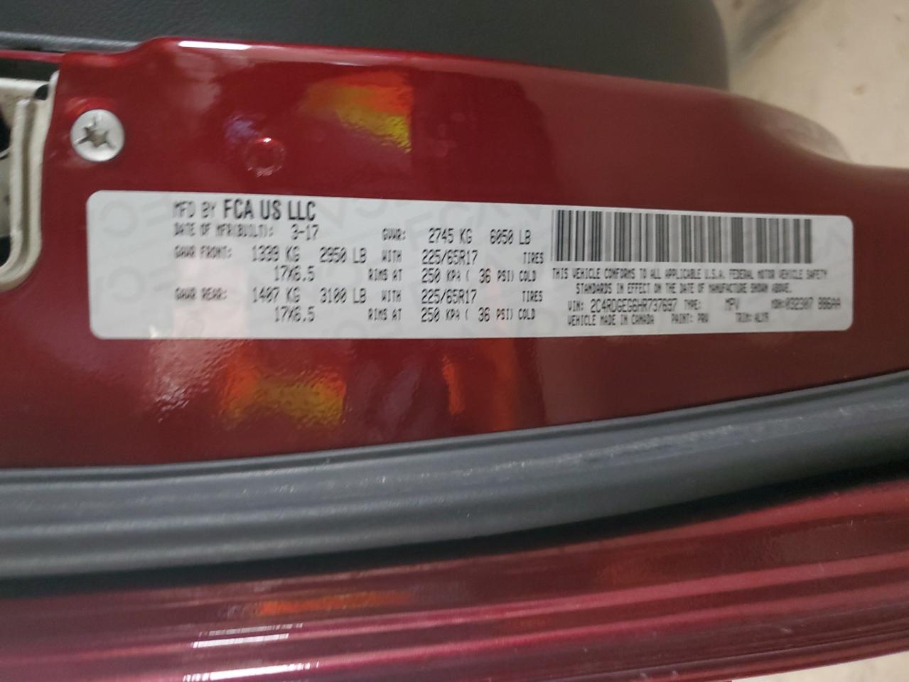 2017 Dodge Grand Caravan Gt VIN: 2C4RDGEG6HR737697 Lot: 85939405