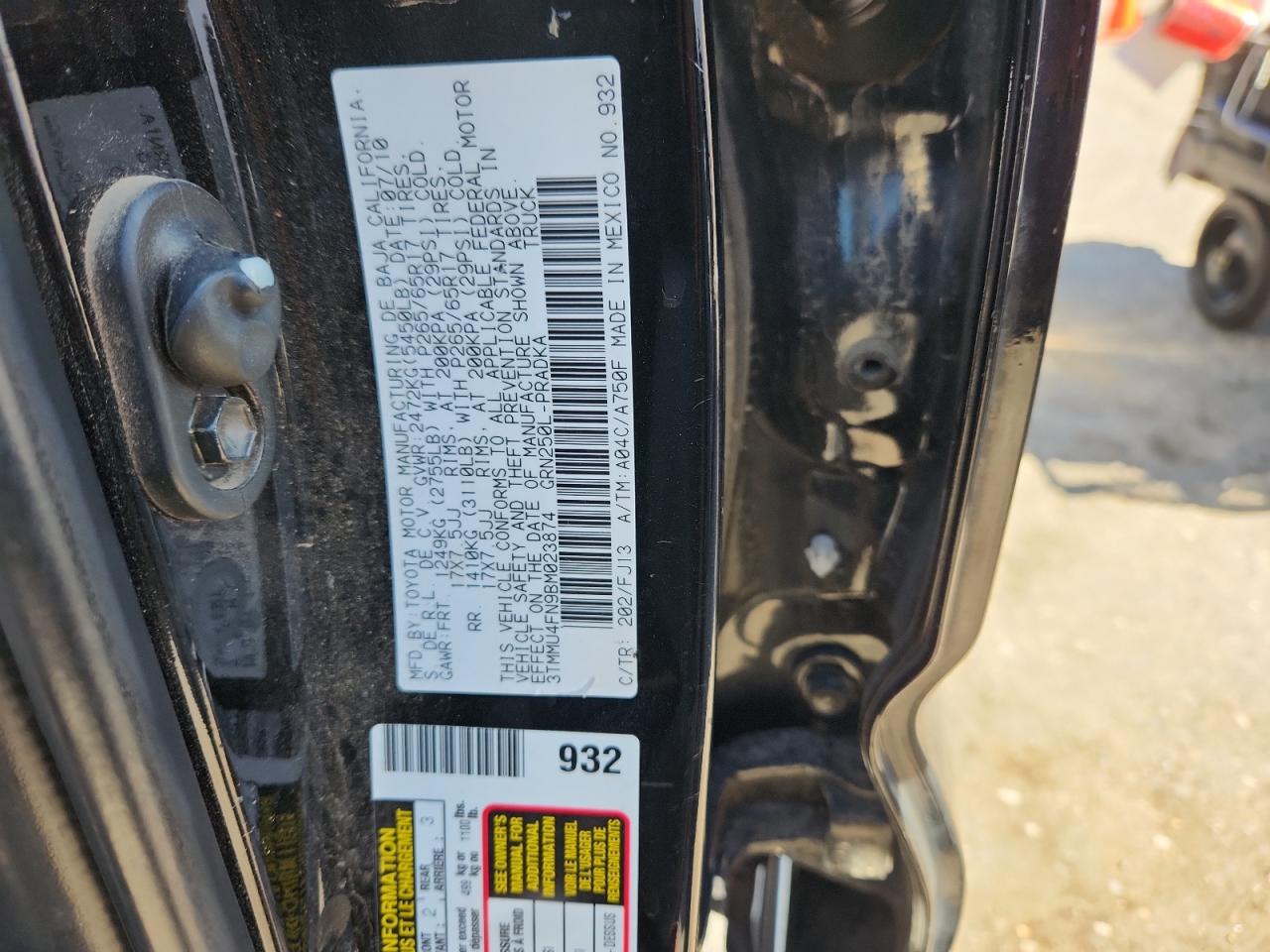 2011 Toyota Tacoma Double Cab Long Bed VIN: 3TMMU4FN9BM023874 Lot: 86692095