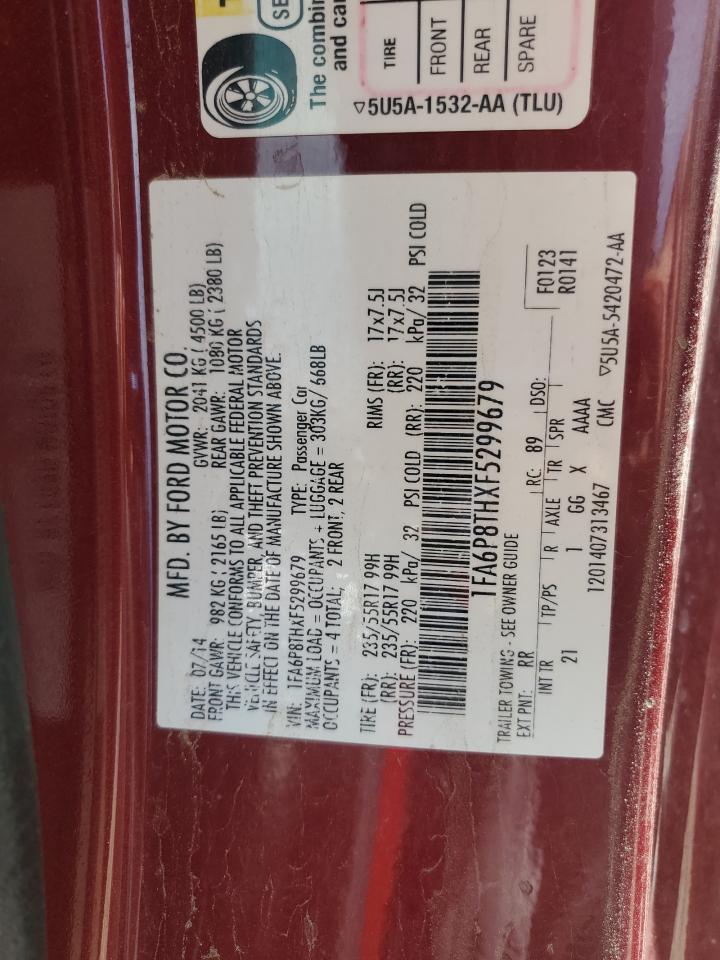 2015 Ford Mustang VIN: 1FA6P8THXF5299679 Lot: 82675525