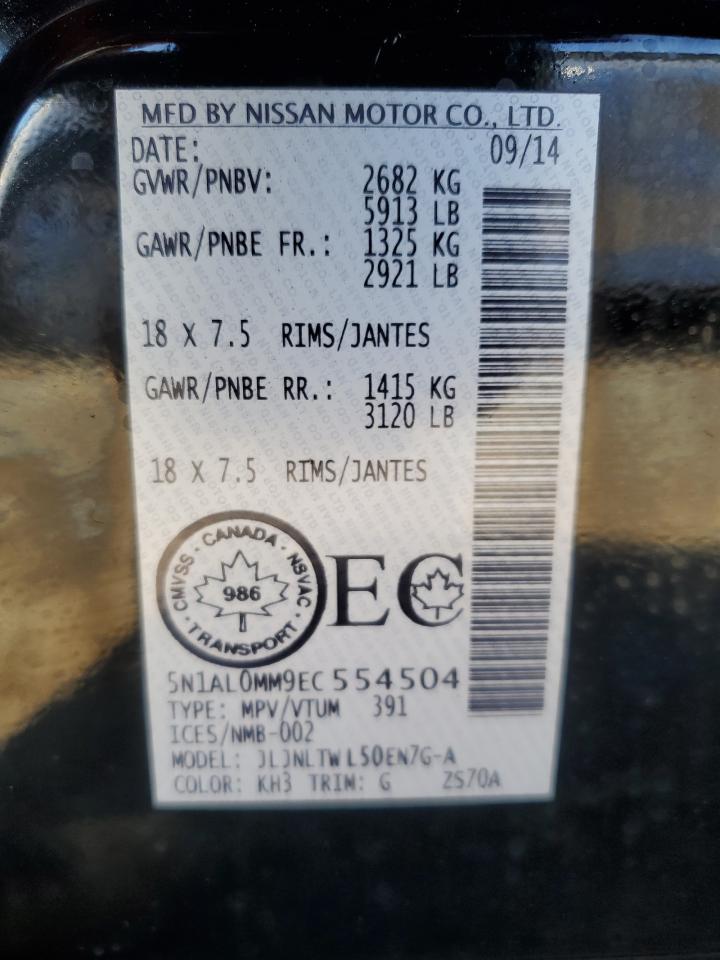 2014 Infiniti Qx60 VIN: 5N1AL0MM9EC554504 Lot: 86606285