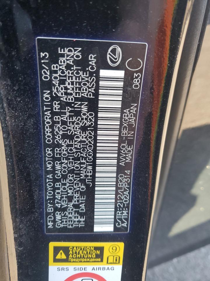 2013 Lexus Es 300H VIN: JTHBW1GGXD2021320 Lot: 69469395