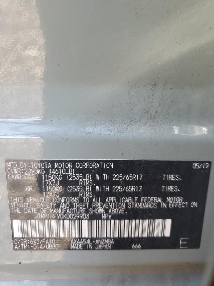 2019 Toyota Rav4 Xle VIN: JTMP1RFV0KD029903 Lot: 84955065