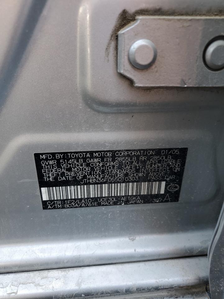 2005 Lexus Ls 430 VIN: JTHBN36F055010303 Lot: 82328275