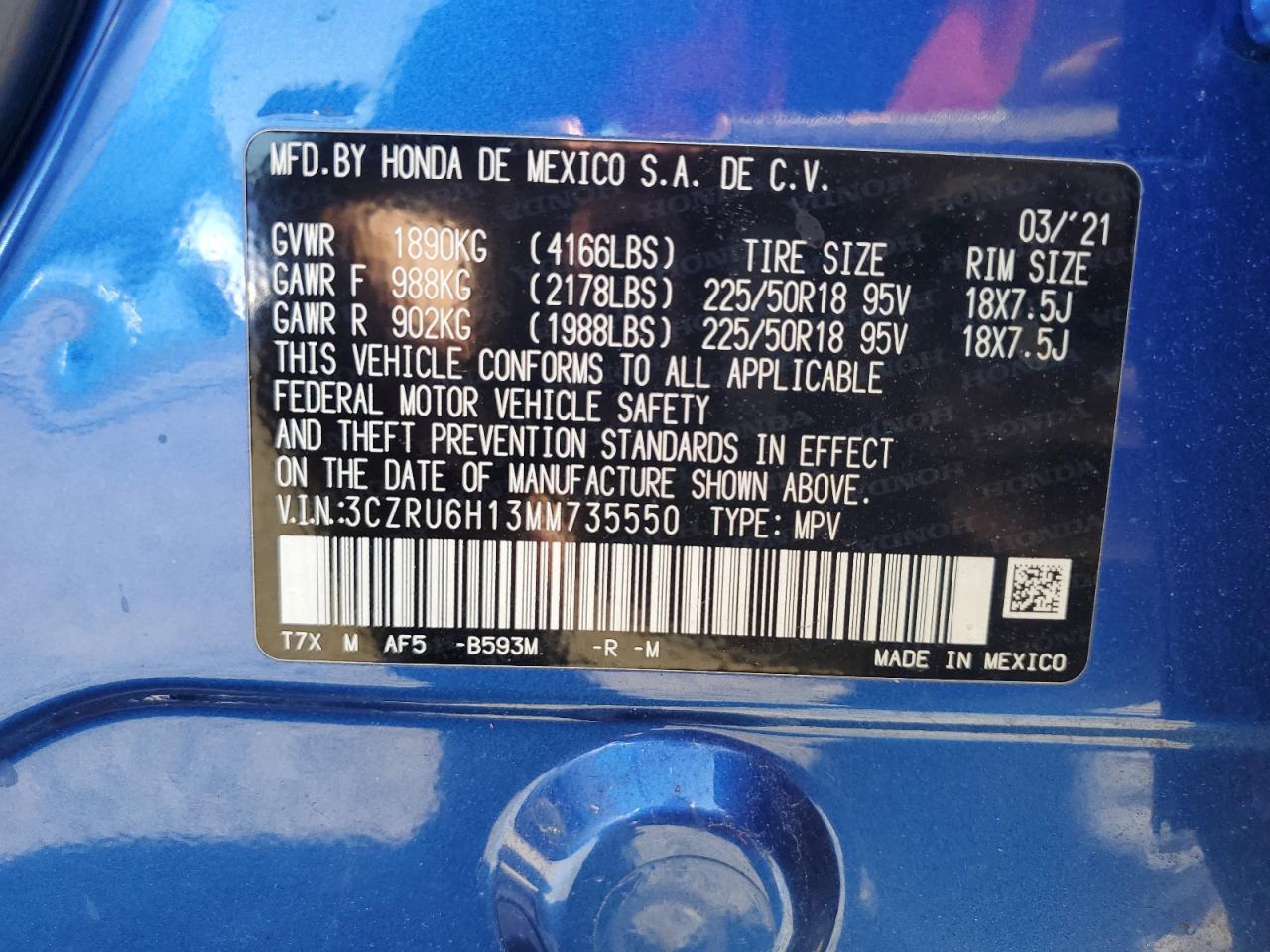 2021 Honda Hr-V Sport VIN: 3CZRU6H13MM735550 Lot: 85601195