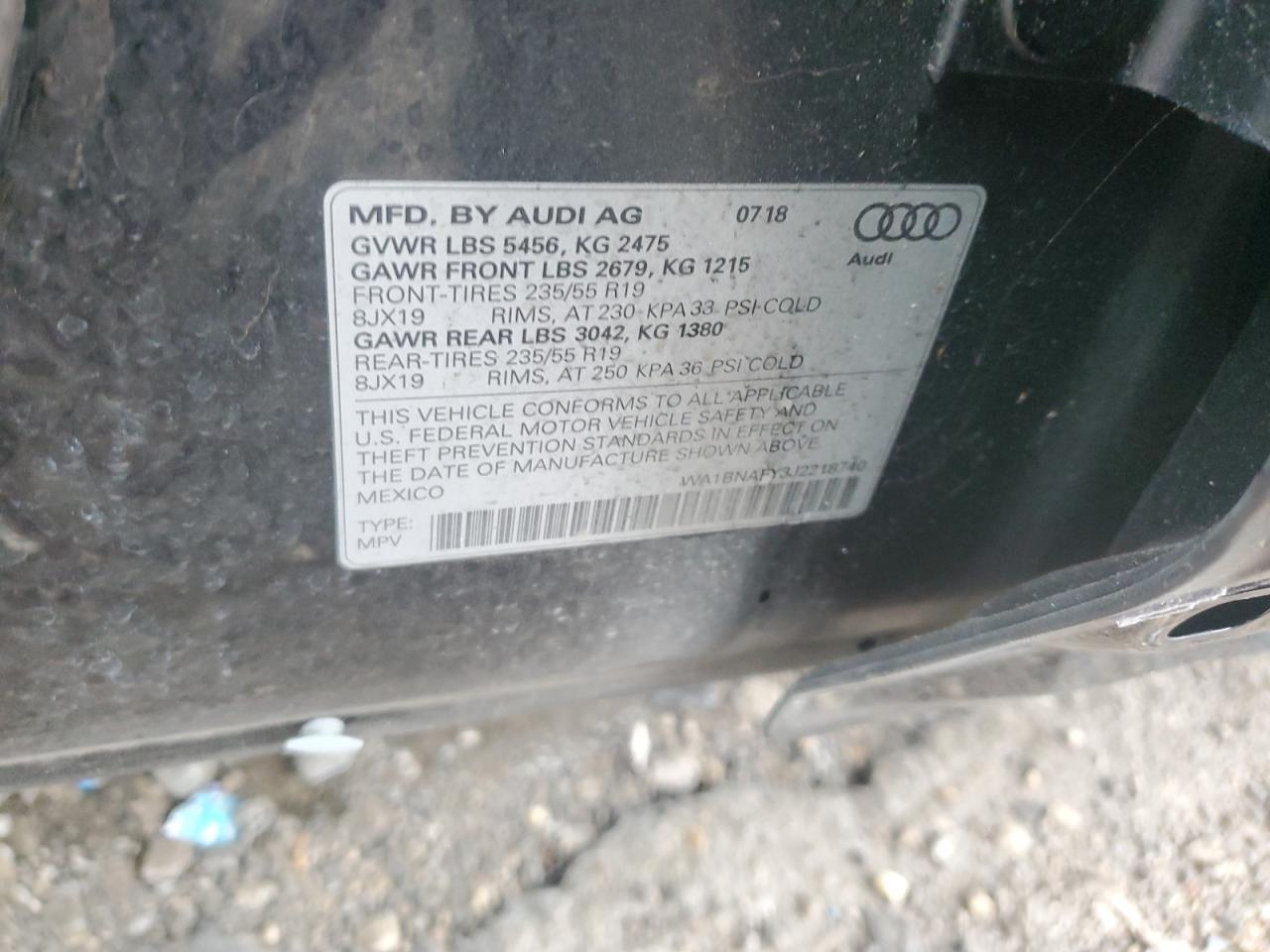 2018 Audi Q5 Premium Plus VIN: WA1BNAFY3J2218740 Lot: 82768045