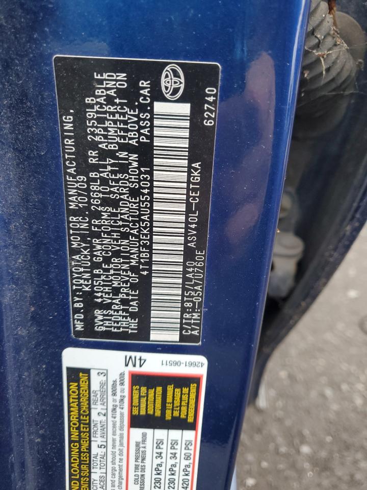 2010 Toyota Camry Base VIN: 4T1BF3EK5AU554031 Lot: 82473555