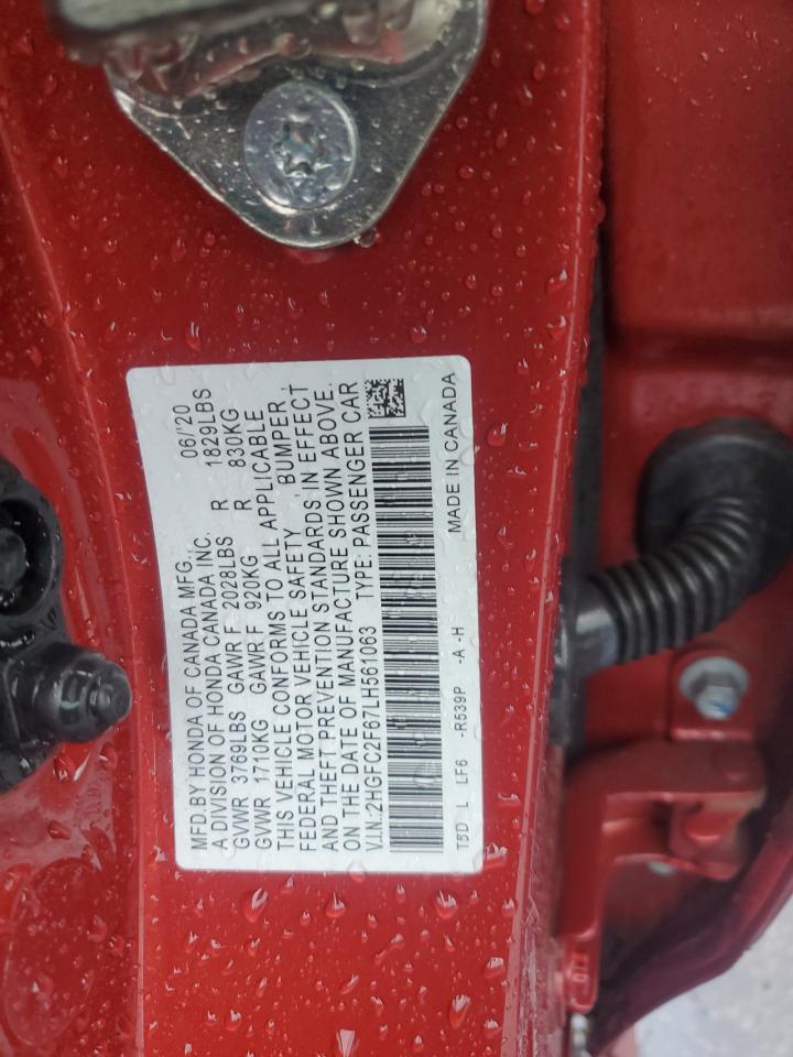 2020 Honda Civic Lx VIN: 2HGFC2F67LH561063 Lot: 85785495
