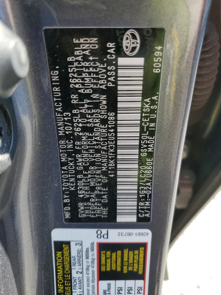 2014 Toyota Camry Se VIN: 4T1BK1FK3EU541086 Lot: 84990375