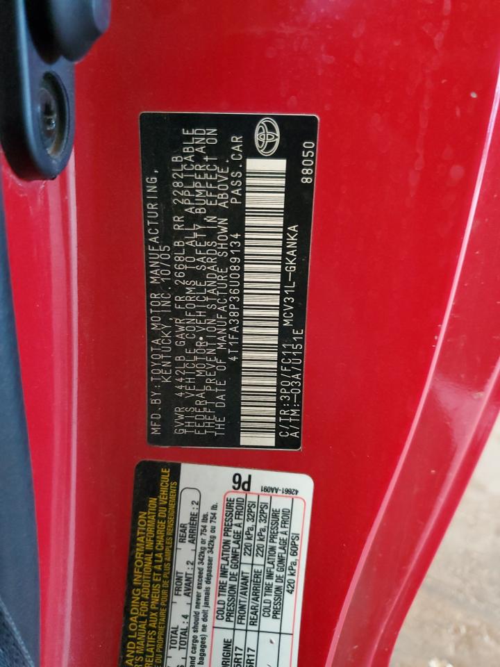 2006 Toyota Camry Solara Se VIN: 4T1FA38P36U089134 Lot: 84797685