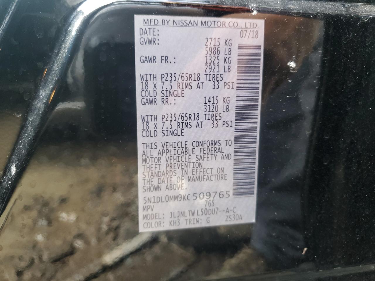 2019 Infiniti Qx60 Luxe VIN: 5N1DL0MM9KC509765 Lot: 86077725