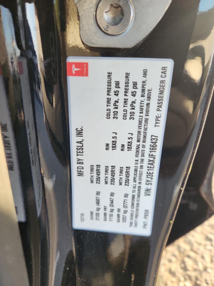 2018 Tesla Model 3 VIN: 5YJ3E1EAXJF166437 Lot: 85201545