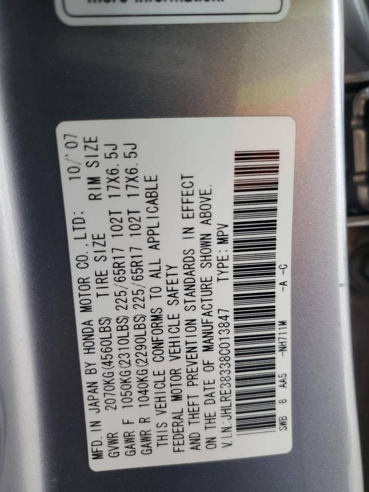 2008 Honda Cr-V Lx VIN: JHLRE38338C013847 Lot: 89560255