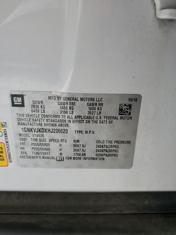 2017 Chevrolet Traverse Premier VIN: 1GNKVJKDXHJ206620 Lot: 81945745