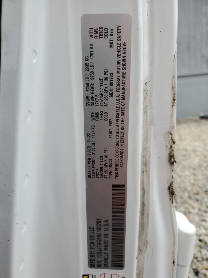 2022 Jeep Gladiator Sport VIN: 1C6JJTAG8NL180291 Lot: 86781575