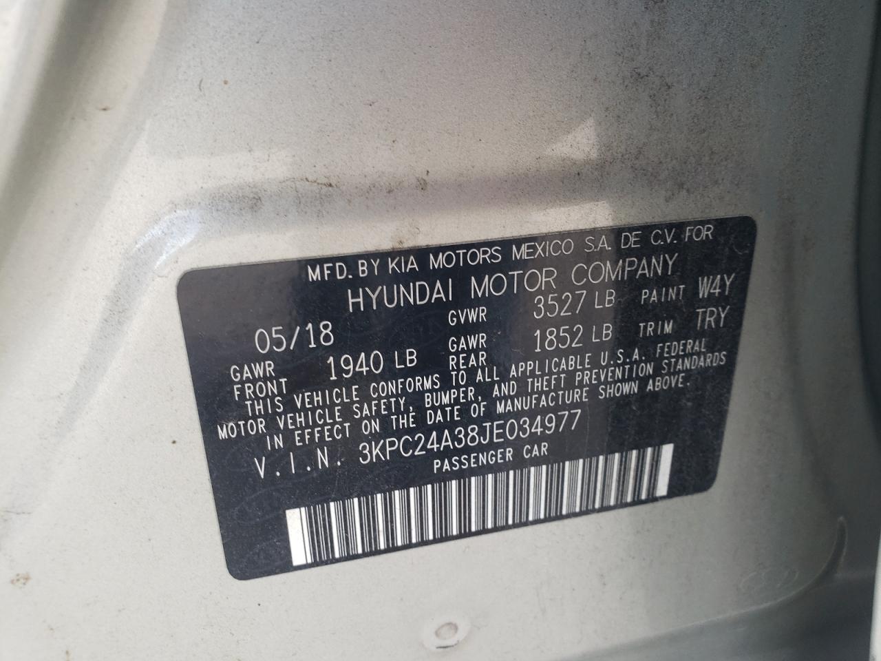 2018 Hyundai Accent Se VIN: 3KPC24A38JE034977 Lot: 81927415