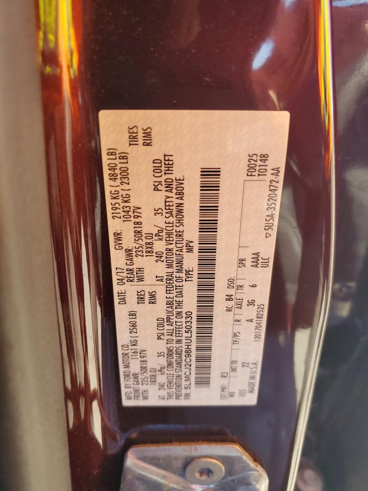 2017 Lincoln Mkc Select VIN: 5LMCJ2C98HUL50330 Lot: 90593615