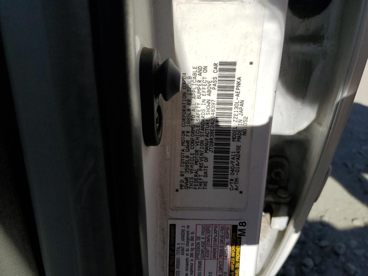 2004 Toyota Corolla Ce VIN: JTDBR38E242048397 Lot: 89910815