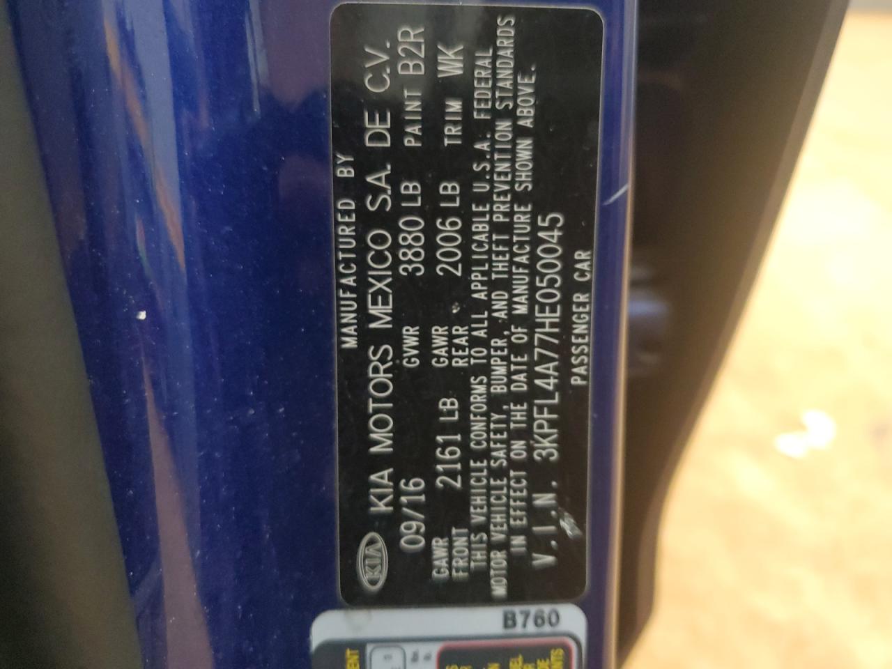 2017 Kia Forte Lx VIN: 3KPFL4A77HE050045 Lot: 82184035