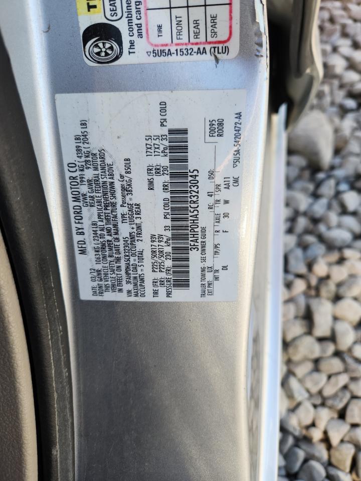 2012 Ford Fusion Se VIN: 3FAHP0HA5CR323045 Lot: 84779455