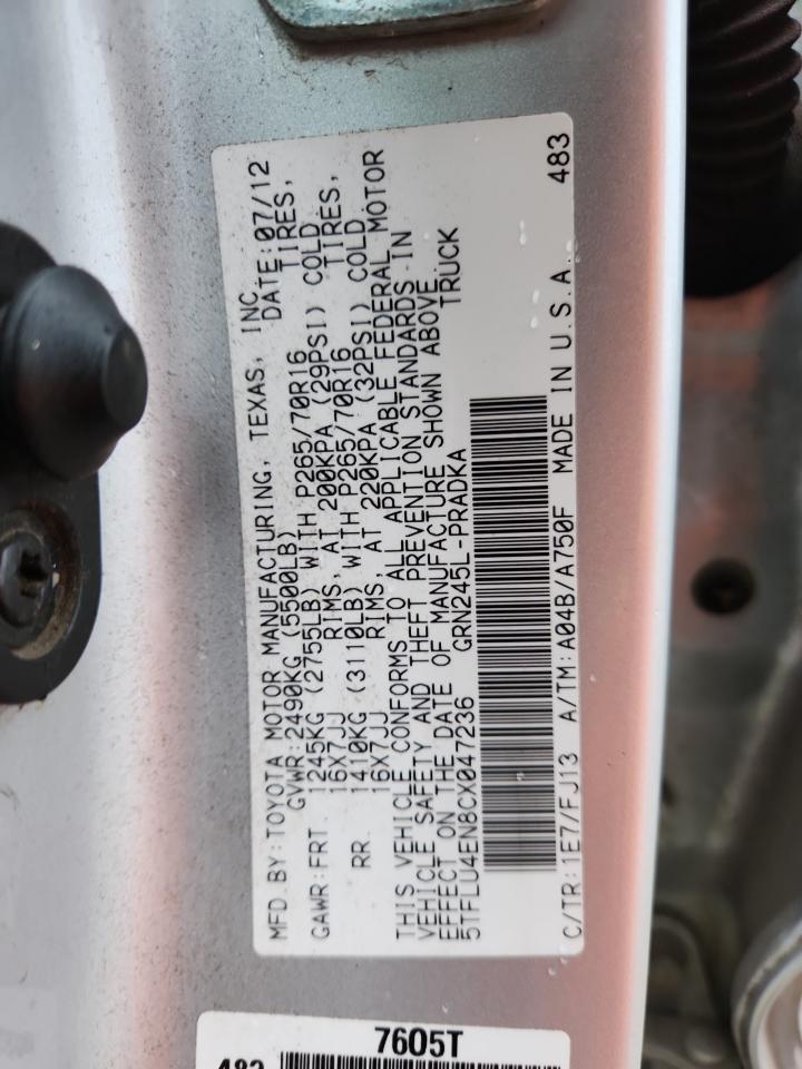 2012 Toyota Tacoma Double Cab VIN: 5TFLU4EN8CX047236 Lot: 86064085