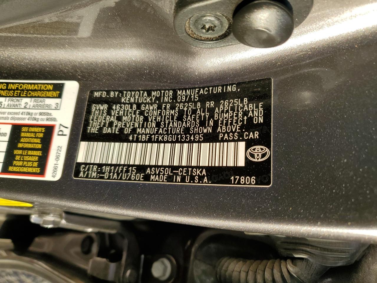 2016 Toyota Camry Le VIN: 4T1BF1FK8GU133495 Lot: 84070705