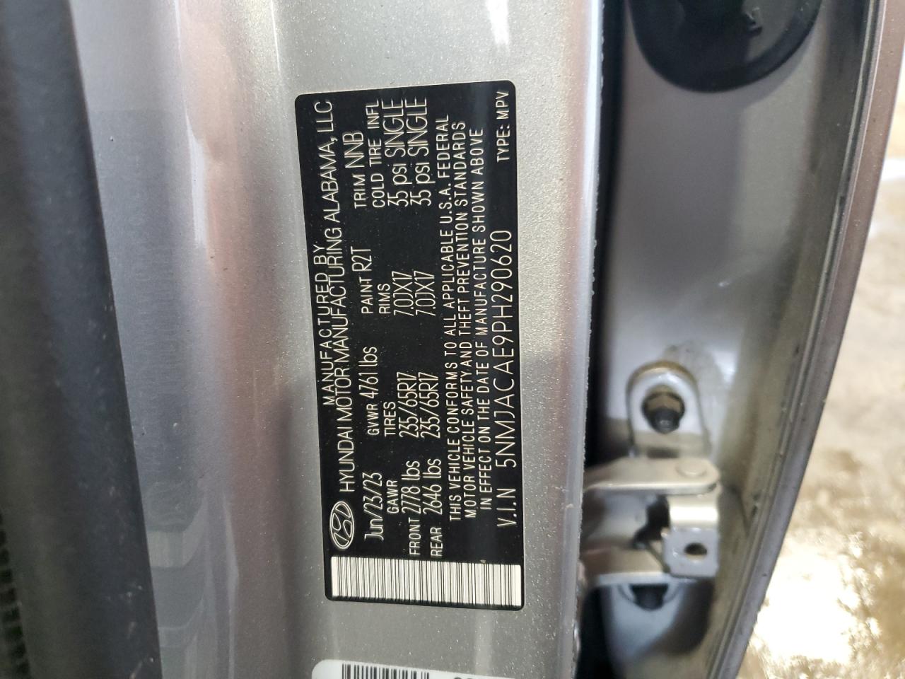 2023 Hyundai Tucson Se VIN: 5NMJACAE9PH290620 Lot: 86178495