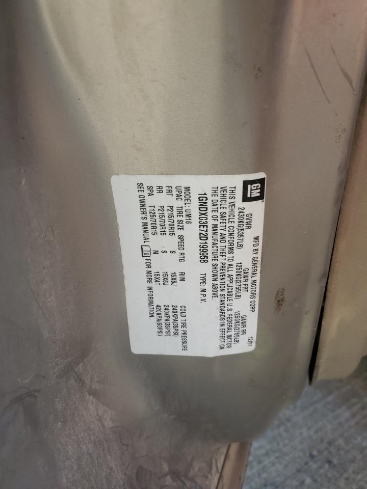 2002 Chevrolet Venture VIN: 1GNDX03E72D199958 Lot: 81883445