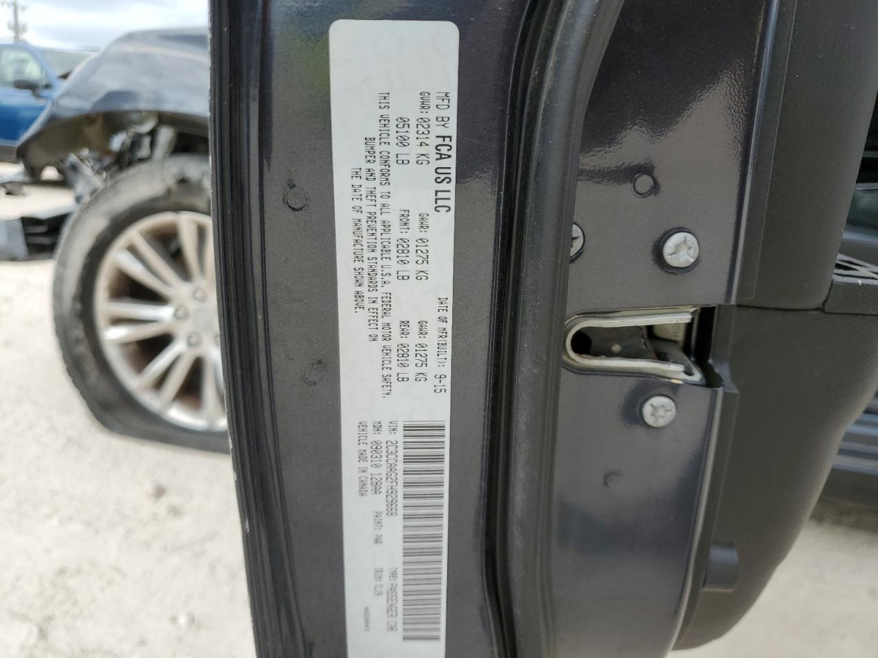 2015 Chrysler 300 Limited VIN: 2C3CCAAG2FH929668 Lot: 80942935