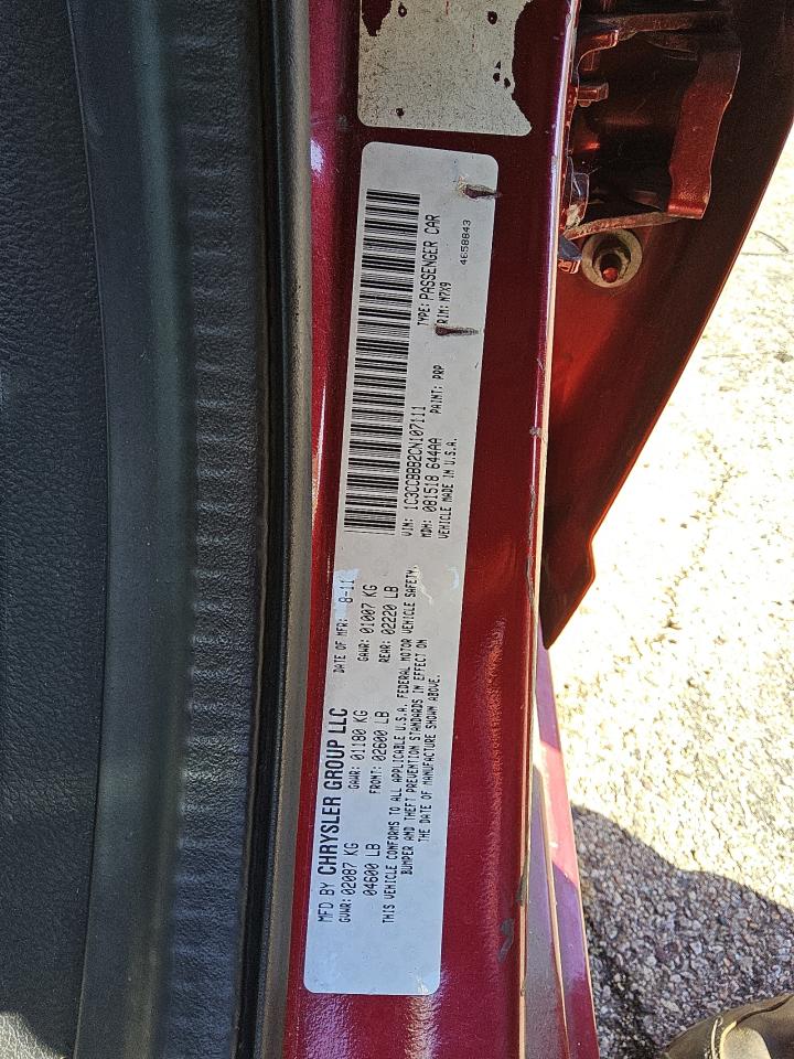 2012 Chrysler 200 Touring VIN: 1C3CCBBB2CN107111 Lot: 87105295