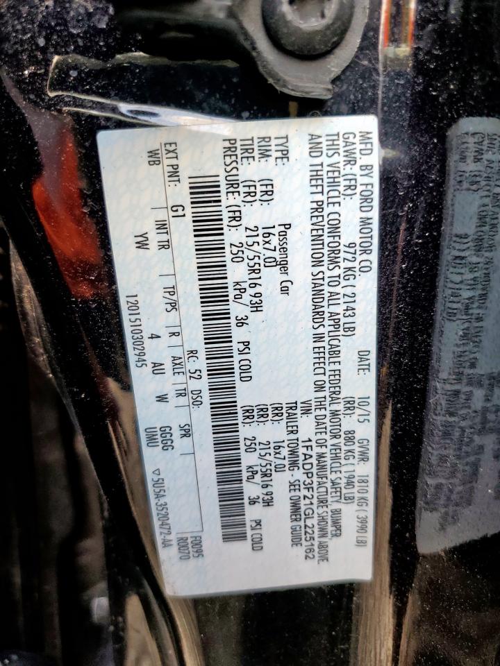 2016 Ford Focus Se VIN: 1FADP3F21GL225162 Lot: 84987305