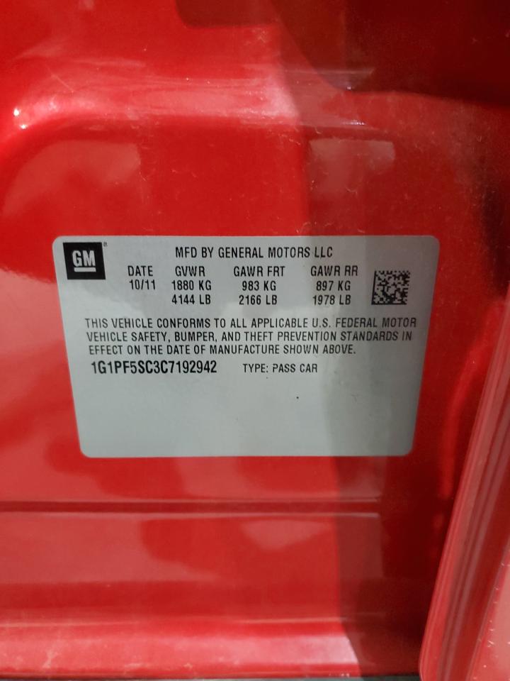 2012 Chevrolet Cruze Lt VIN: 1G1PF5SC3C7192942 Lot: 90456065